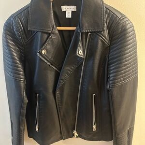 Topshop Quilted faux Black Leather Jacket